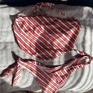 Victoria's Secret Striped Bikini in Pink and Orange